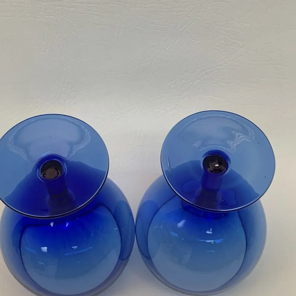 Wine Glass Bubble Cobalt Blue 6 3/8